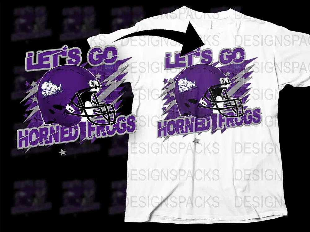 Horned Frogs Football T-Shirt, Purple White Sports Fan Tee, College Team Spirit Graphic Shirt