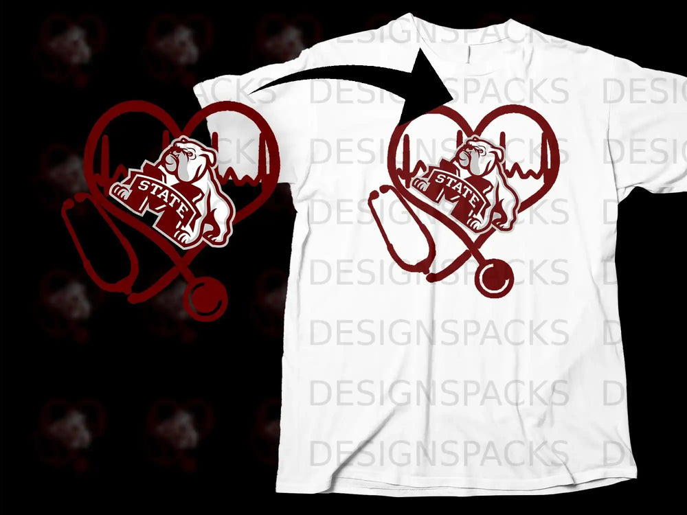 Bulldog Mascot with Stethoscope Graphic T-Shirt