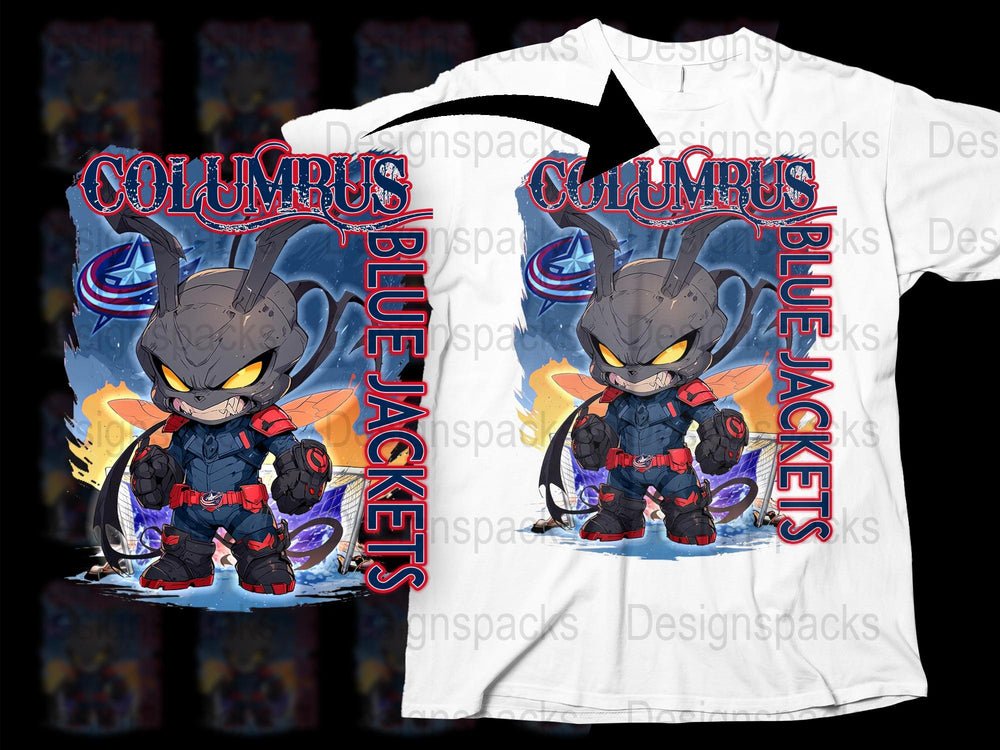 Columbus Blue Jackets Anime Style T-Shirt, Cool Hockey Fan Apparel, Unique Graphic Tee Design