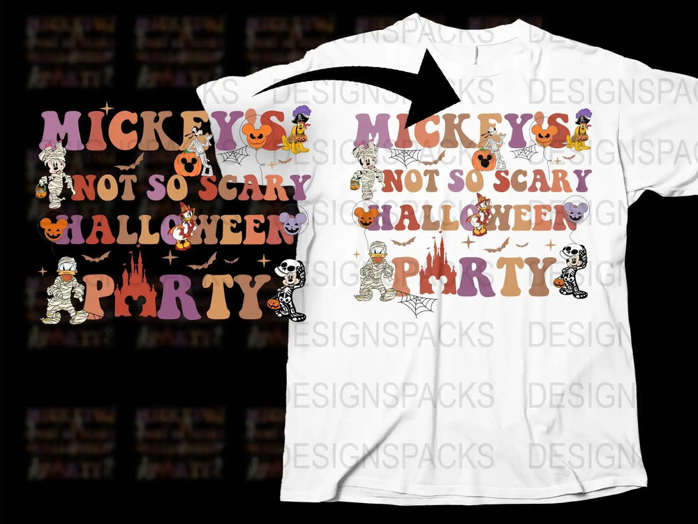 Mickey's Not So Scary Halloween Party T-Shirt, Disney Inspired Characters, Family Costume Tee, Festive Holiday Apparel