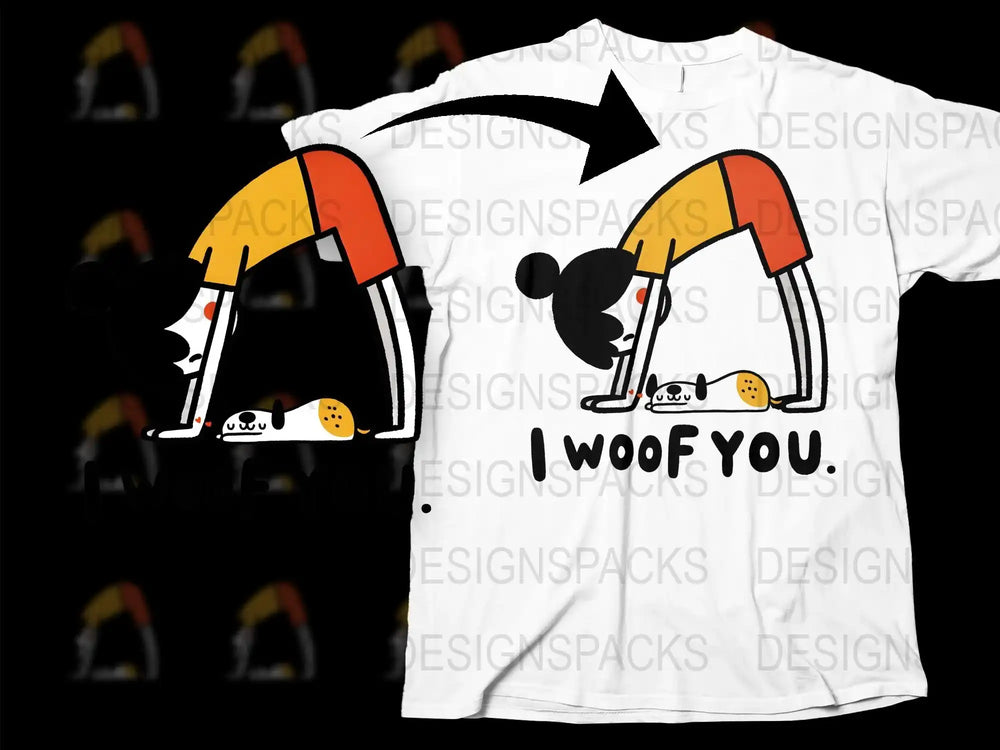 Cute Dog T-Shirt, 'I Woof You' Graphic Tee, Dachshund Print, Pet Lover Gift, Unisex Cotton Shirt