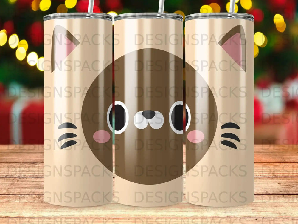 Cute Animal Face Design Beige Brown Tumbler product type
