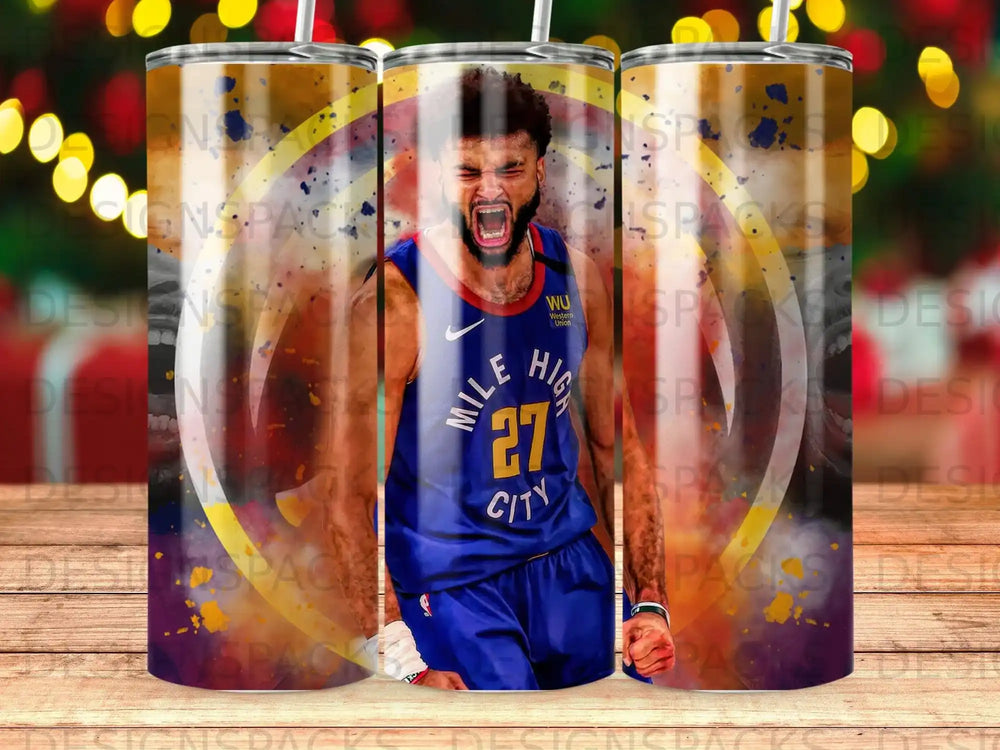 Basketball player in Denver Nuggets jersey, "Mile High City" text.