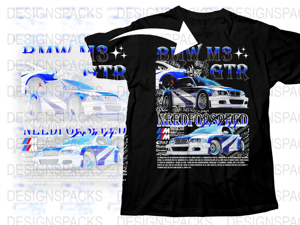 JDM Car Enthusiast T-Shirt, BMW M3 GTR Design, Racing Inspired Graphic Tee, Automotive Apparel, Collector's Item, Unisex Fashion