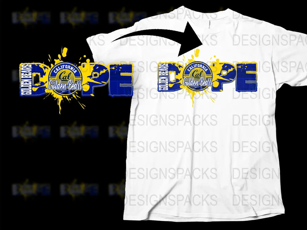 California Cape Golden Bear Graphic T-Shirt, Bold Yellow and Blue Splash Design, Unisex Casual Wear