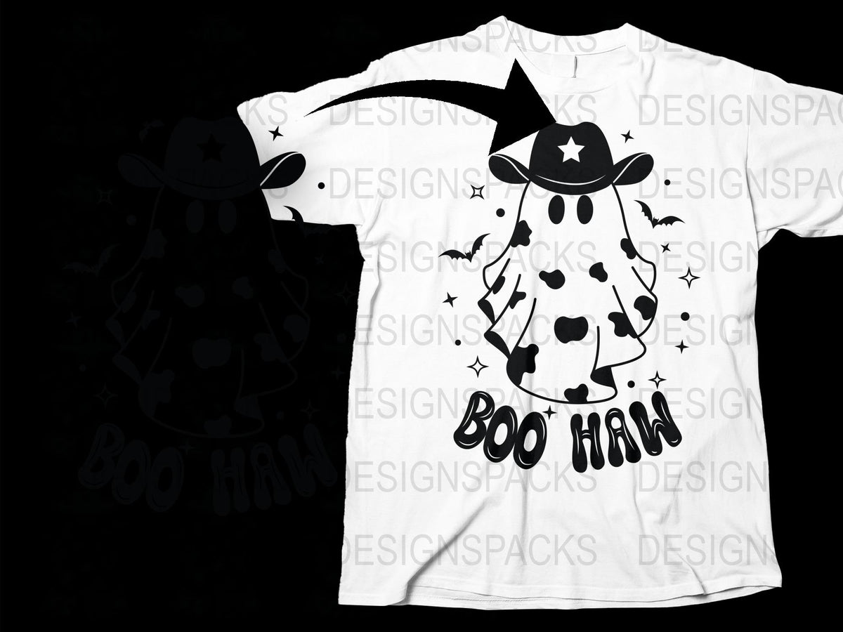 Halloween Cow Shirt, Boo Moo Witch Hat, Funny Spooky T-Shirt, Unisex Graphic Tee, Holiday Apparel Gift Idea