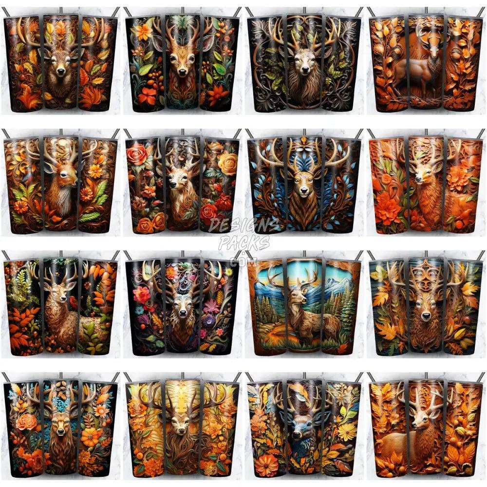 57 Deer 3D Tooled Leather Tumbler Wrap Bundle Jpg