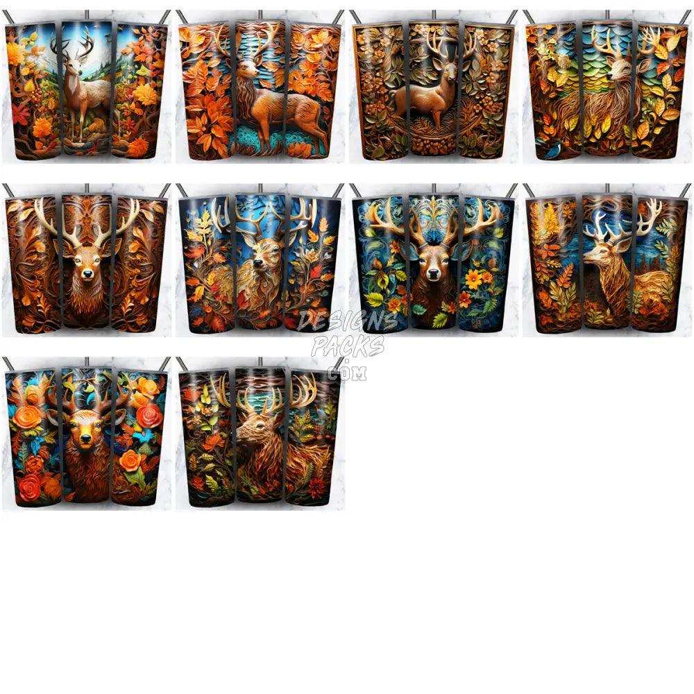 57 Deer 3D Tooled Leather Tumbler Wrap Bundle Jpg