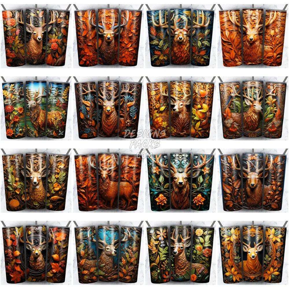 57 Deer 3D Tooled Leather Tumbler Wrap Bundle Jpg