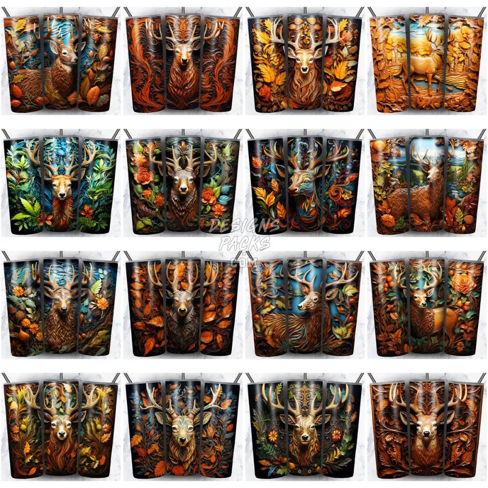 57 Deer 3D Tooled Leather Tumbler Wrap Bundle Jpg