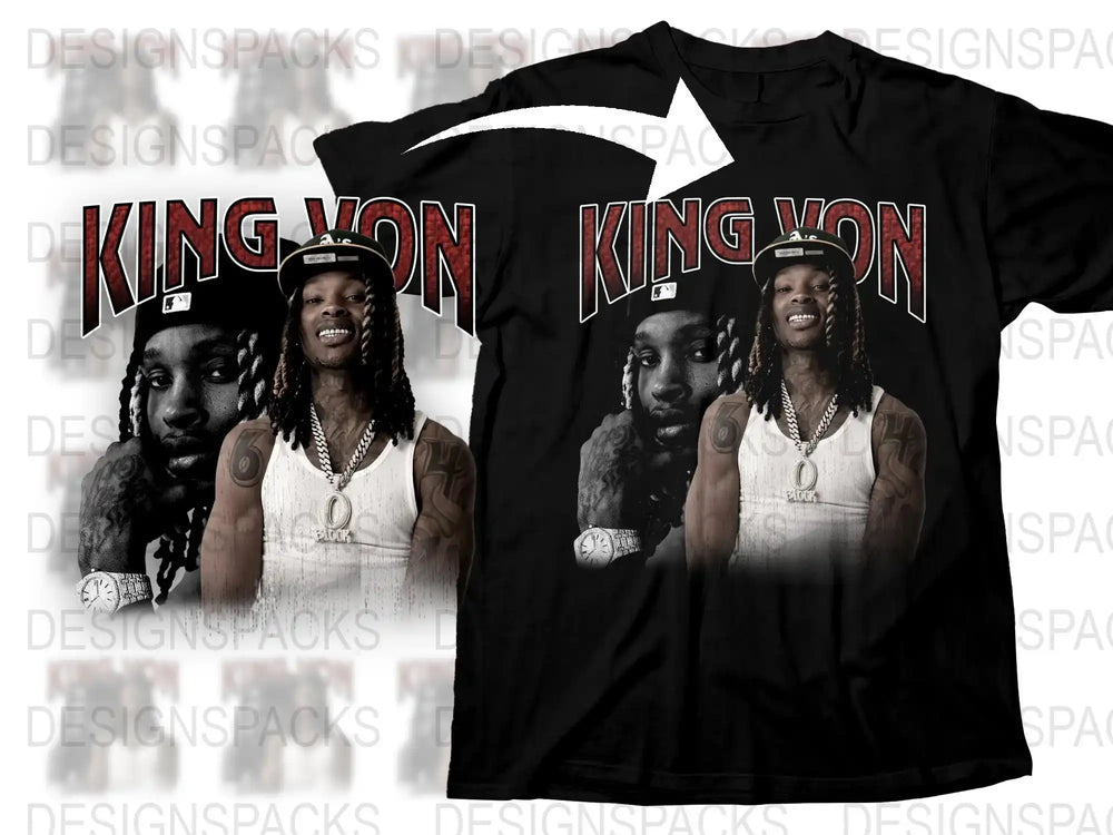 King Von Graphic T-Shirt, Hip Hop Artist Tribute Tee, Men's Black Cotton Shirt, Music Fan Apparel, Street Style Fashion Clothing