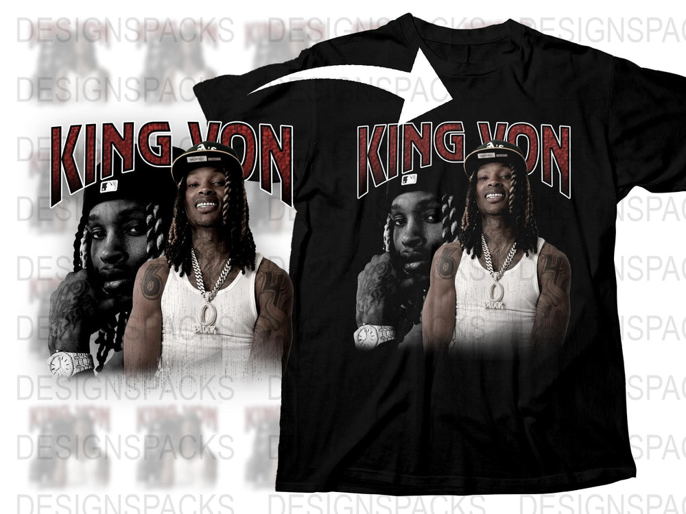 King Von Graphic T-Shirt, Hip Hop Artist Tribute Tee, Men's Black Cotton Shirt, Music Fan Apparel, Street Style Fashion Clothing