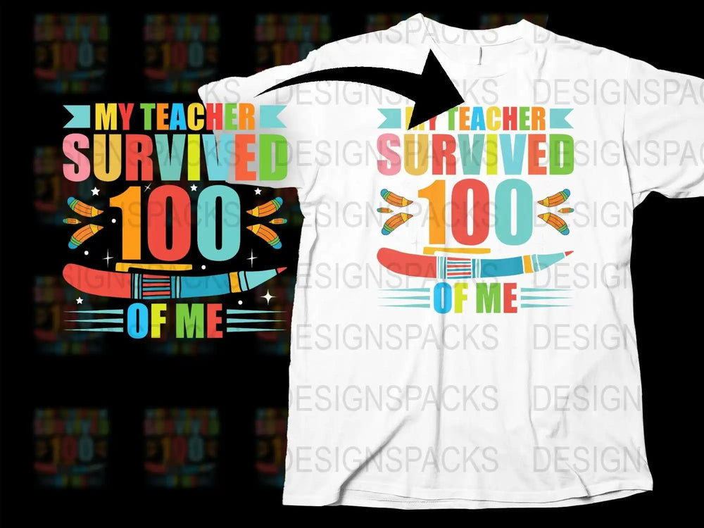 Teacher Survival 100 Days of School T-Shirt, Colorful Educator Gift, Unisex Teacher Appreciation Tee