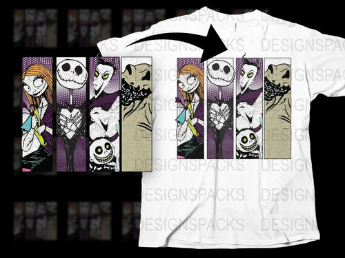 Nightmare Before Christmas Inspired T-Shirt, Jack and Sally Graphic Tee, Unisex Cotton Shirt