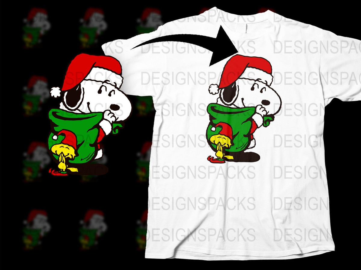 Cute Christmas Snoopy T-Shirt, Festive Dog and Woodstock Graphic Tee, Holiday Apparel for All Ages