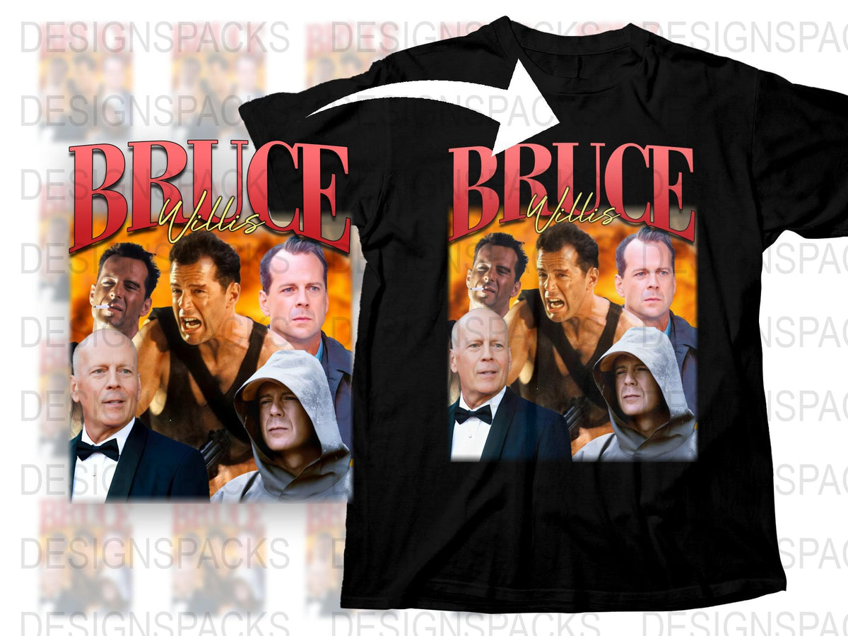 Bruce Willis Tribute T-Shirt, Vintage Movie Star Graphic Tee, Iconic Actor Fan Apparel