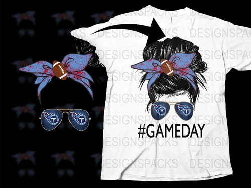 Women's Football T-Shirt, Tennessee Team Bow and Game Day Slogan, Sports Fan Apparel, Tailgating Shirt
