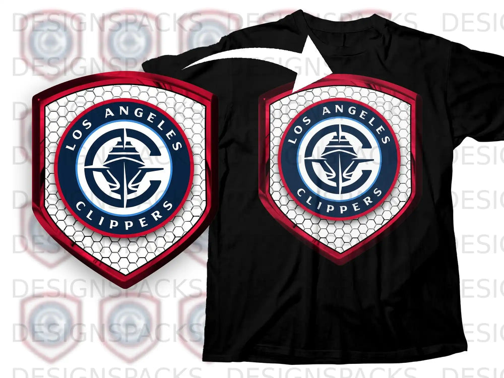 Los Angeles Clippers Shield Graphic Design T-shirt