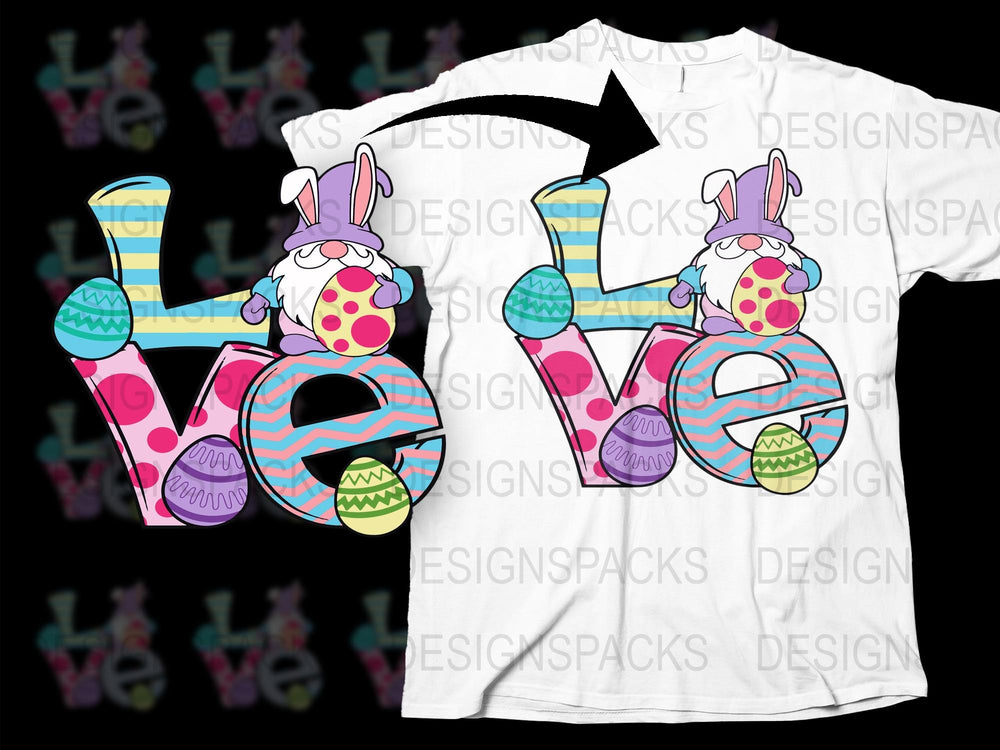 Easter Bunny Love Graphic T-Shirt, Colorful Egg Holiday Tee, Spring Festive Apparel for All Ages