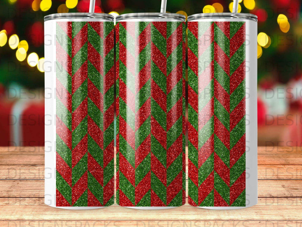 Red Green Glitter Chevron Christmas Tumbler product type