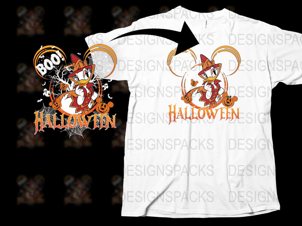 Halloween T-Shirt with Cartoon Fox and Pumpkins, Boo Halloween Graphic Tee, Unisex Clothing