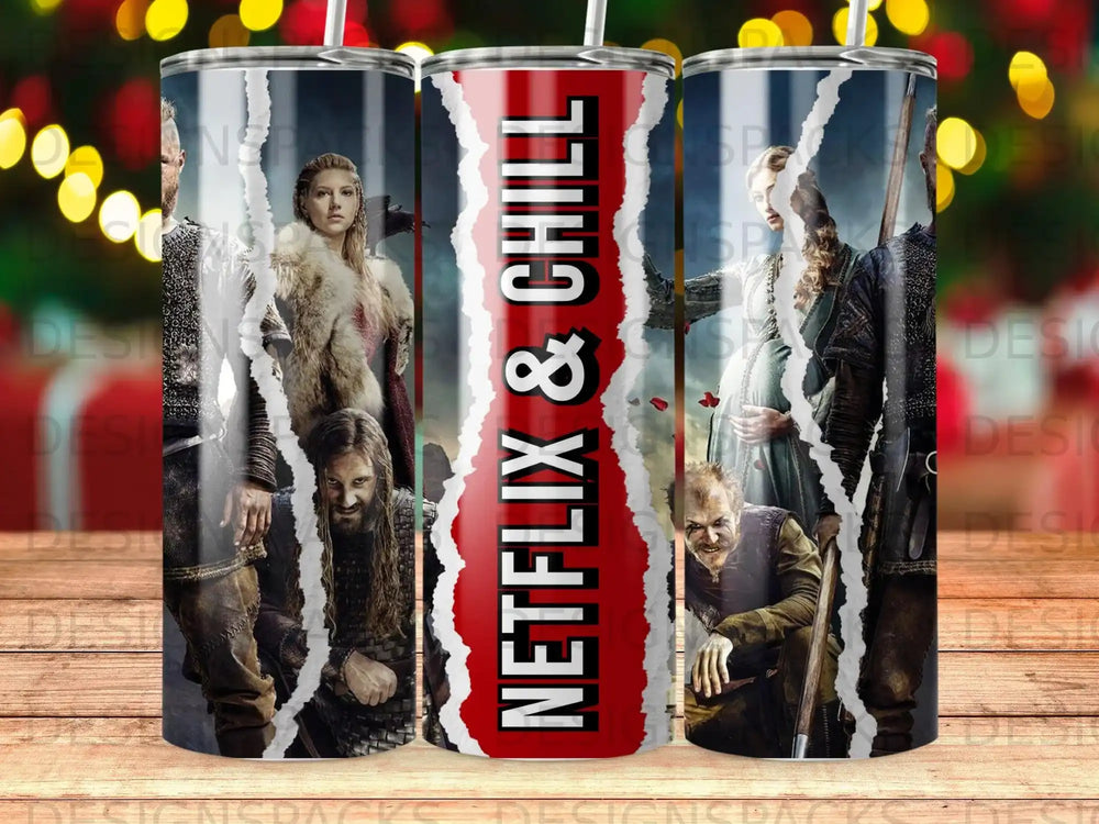 Netflix & Chill tumbler with Vikings actors from the show.