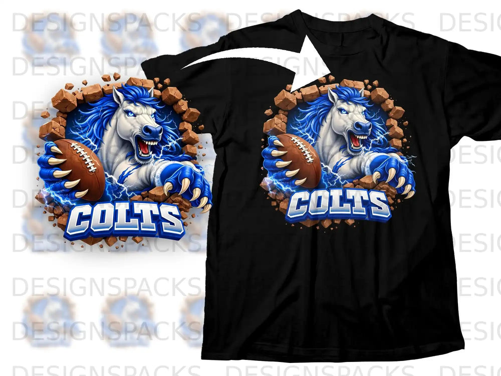 Fierce Charging Colts Football Graphic T-shirt