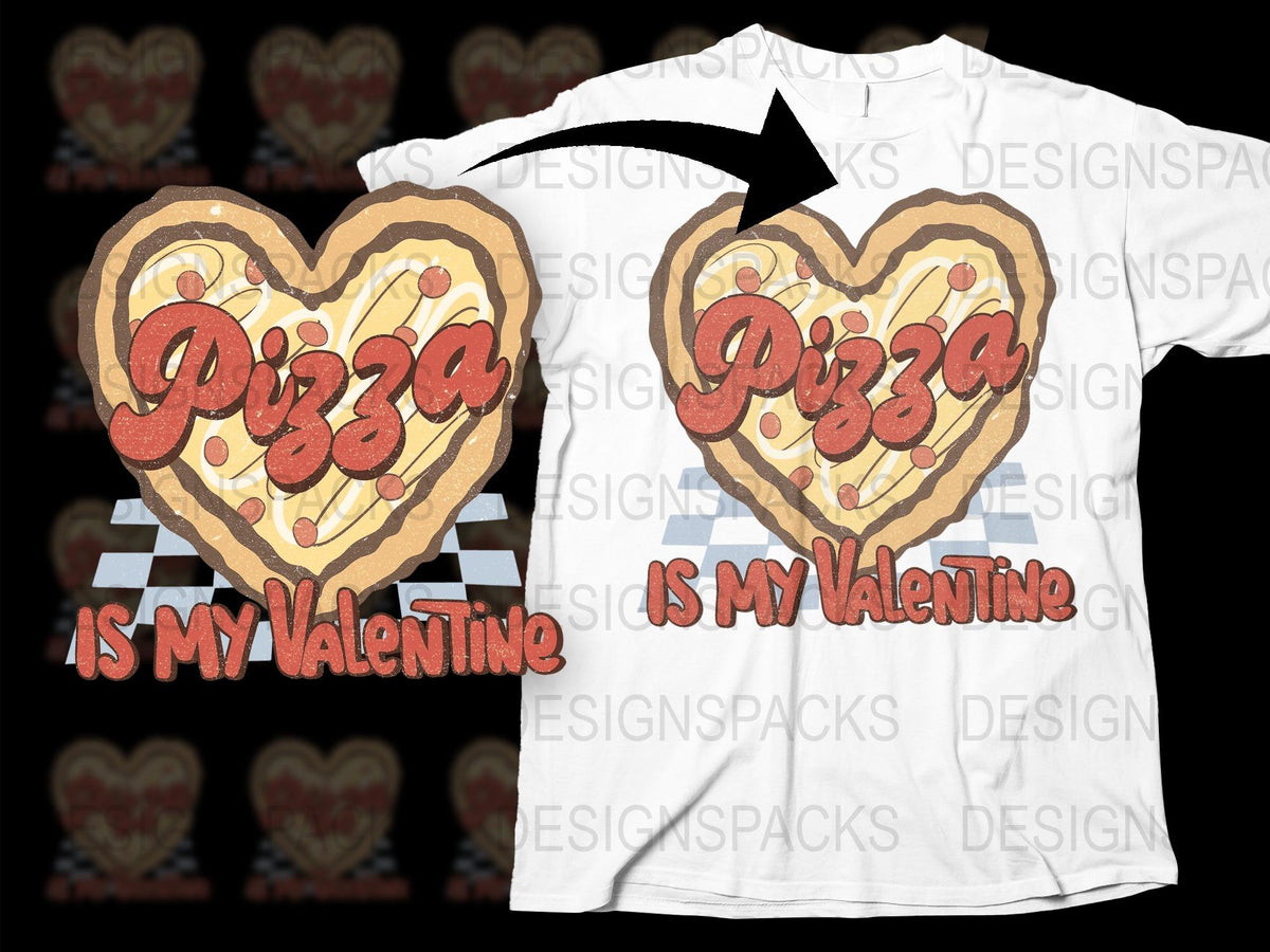 Pizza Is My Valentine T-Shirt, Funny Heart Shaped Pizza Graphic Tee, Unisex Food Lover Gift