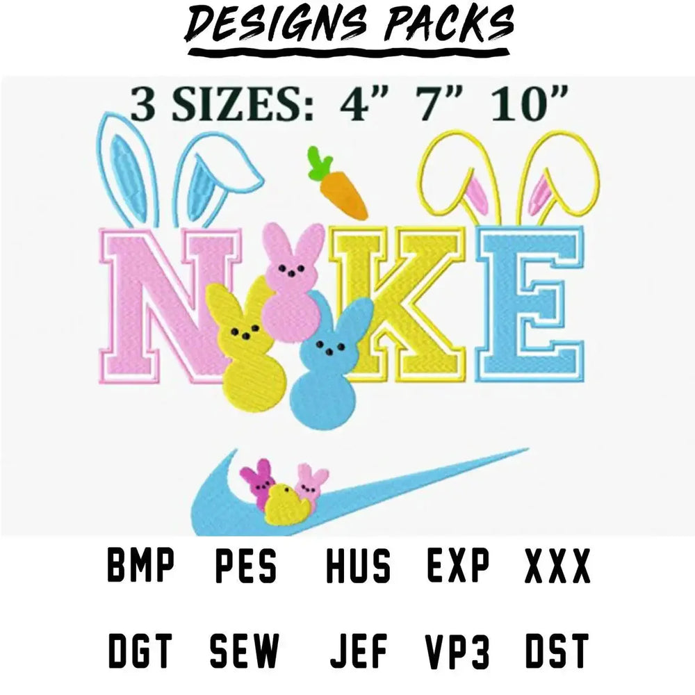 Easter Cartoon Bunnies Sport Embroidery Design
