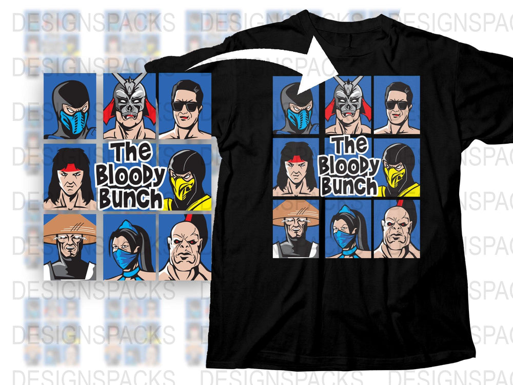The Bloody Bunch T-Shirt, Retro Comic Art Style, Unique Graphic Tee, Pop Culture Inspired, Cool Superhero Parody Shirt, Fashionable Apparel