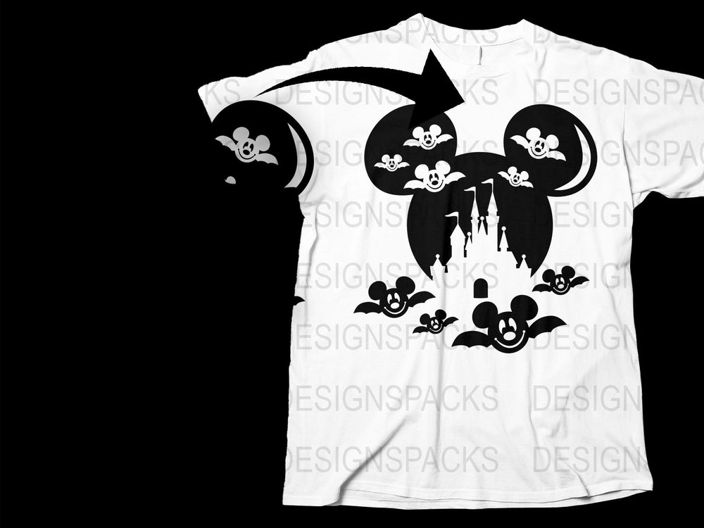 Unisex White T-Shirt with Black Abstract Mickey Mouse Design, Casual Graphic Tee