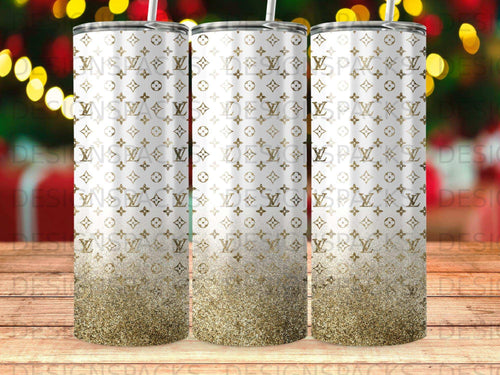 White Gold Glitter Monogram Fade Tumbler product type