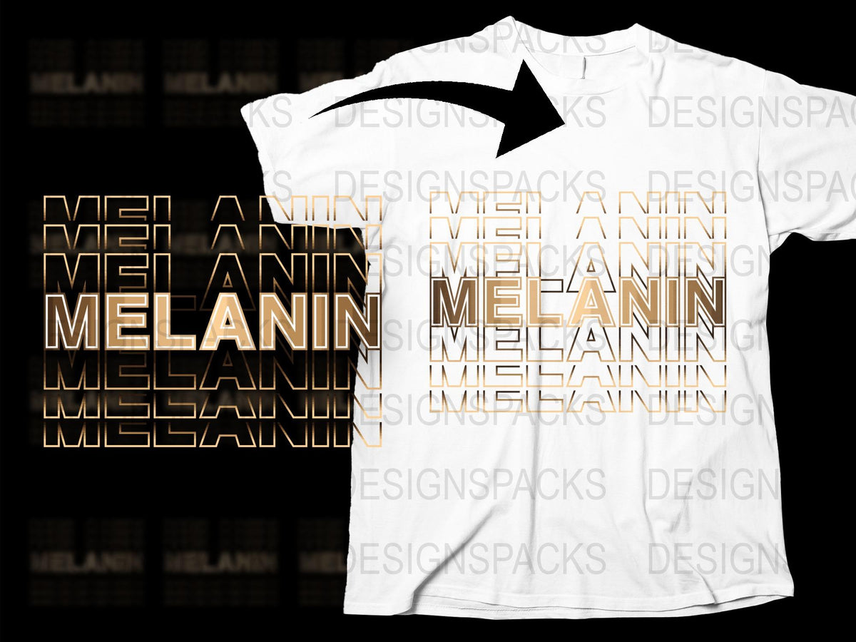 Melanin Graphic T-Shirt, Black and Gold Text Design, Unisex Fashion Tee, Cultural Pride Apparel