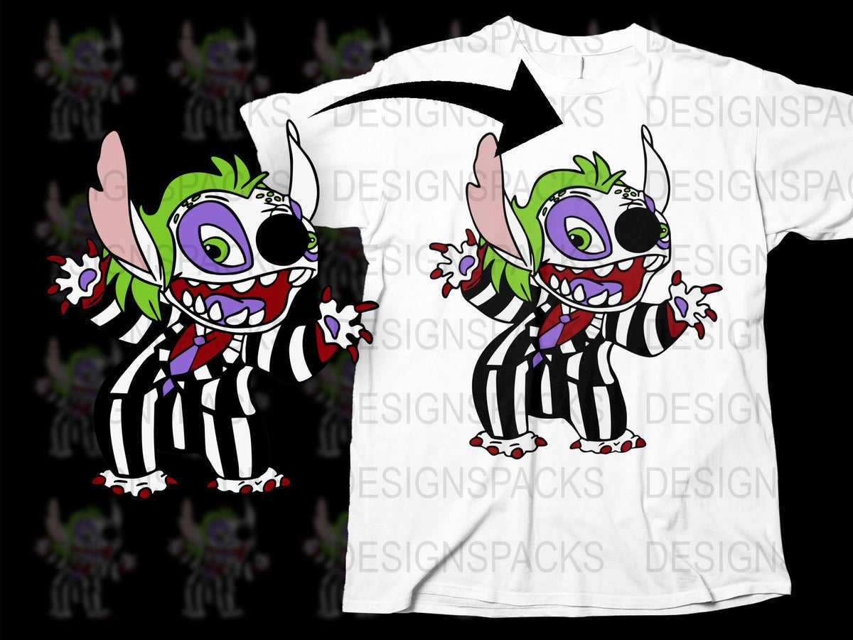 Funky Beetle Monster Cartoon T-Shirt, Striped Cute Creepy Character, Unisex Graphic Tee, Ideal for Halloween