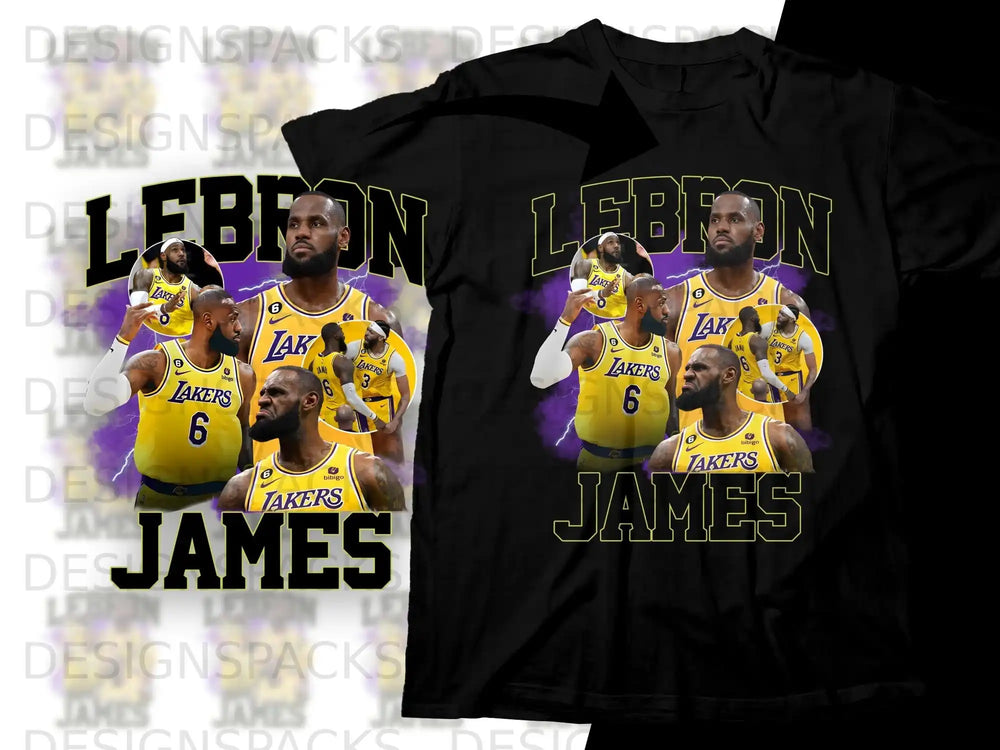 LeBron James Los Angeles Lakers basketball player t-shirt design.