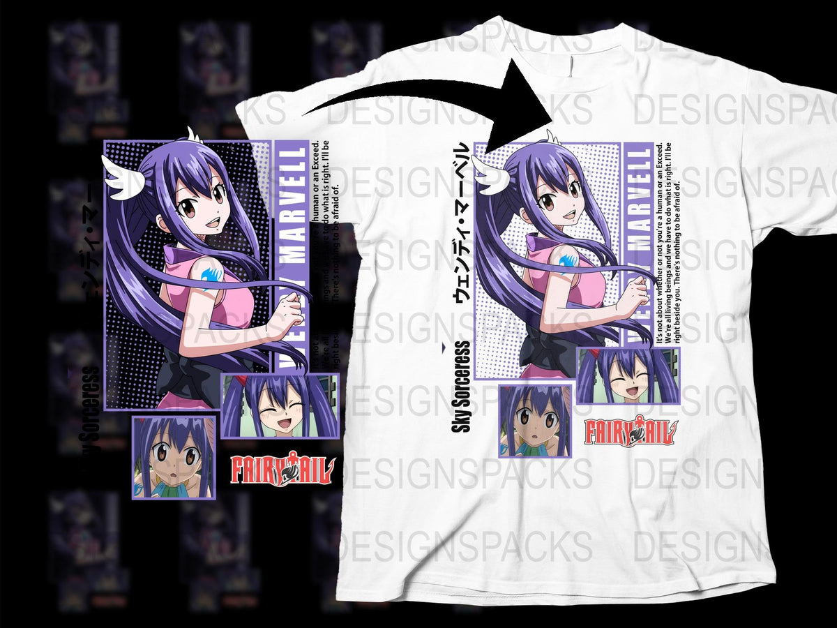 Anime Girl T-Shirt, Fairy Tail Inspired Graphic Tee, Manga Character Design, Casual Cosplay Apparel