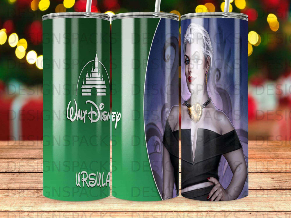 Disney Ursula tumbler with "Walt Disney" logo and castle silhouette.