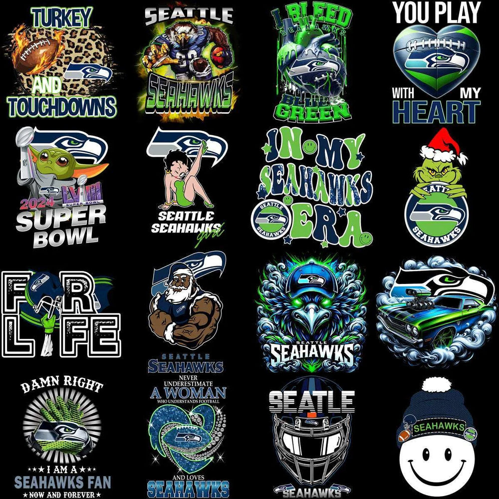 58 Mega Football Team Seattle Seahawks Mixed V2 Designs Bundle PNG