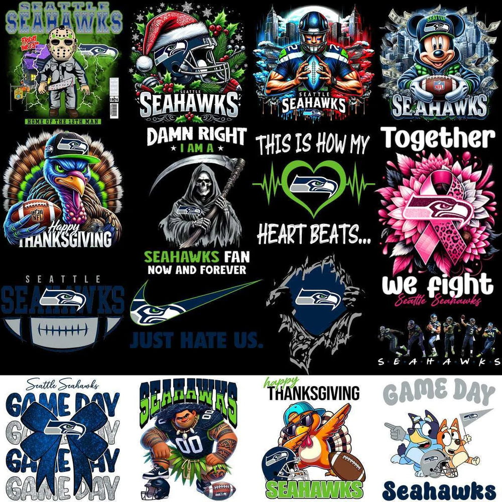 58 Mega Football Team Seattle Seahawks Mixed V2 Designs Bundle PNG