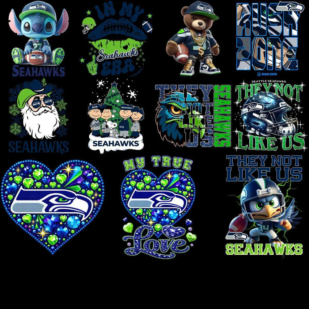 58 Mega Football Team Seattle Seahawks Mixed V2 Designs Bundle PNG