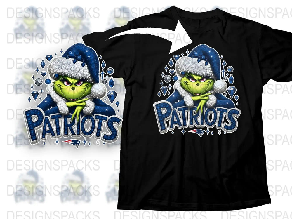 Grinch Patriots Themed T-Shirt, Funny Holiday Sports Fan Apparel, Unisex Christmas Gift Idea