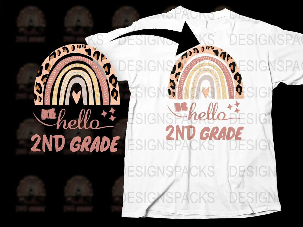 Hello 2nd Grade Rainbow T-Shirt, Cute Back to School Outfit, Kids Graphic Tee, Teacher Gift, First Day of School Shirt, Unisex Kids Clothing