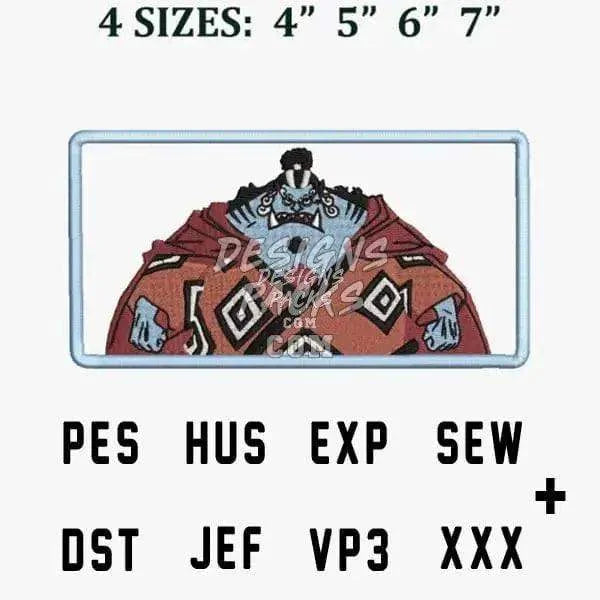 One Piece Jinbe Anime Embroidery Design