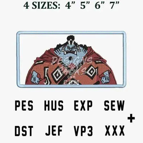 One Piece Jinbe Anime Embroidery Design