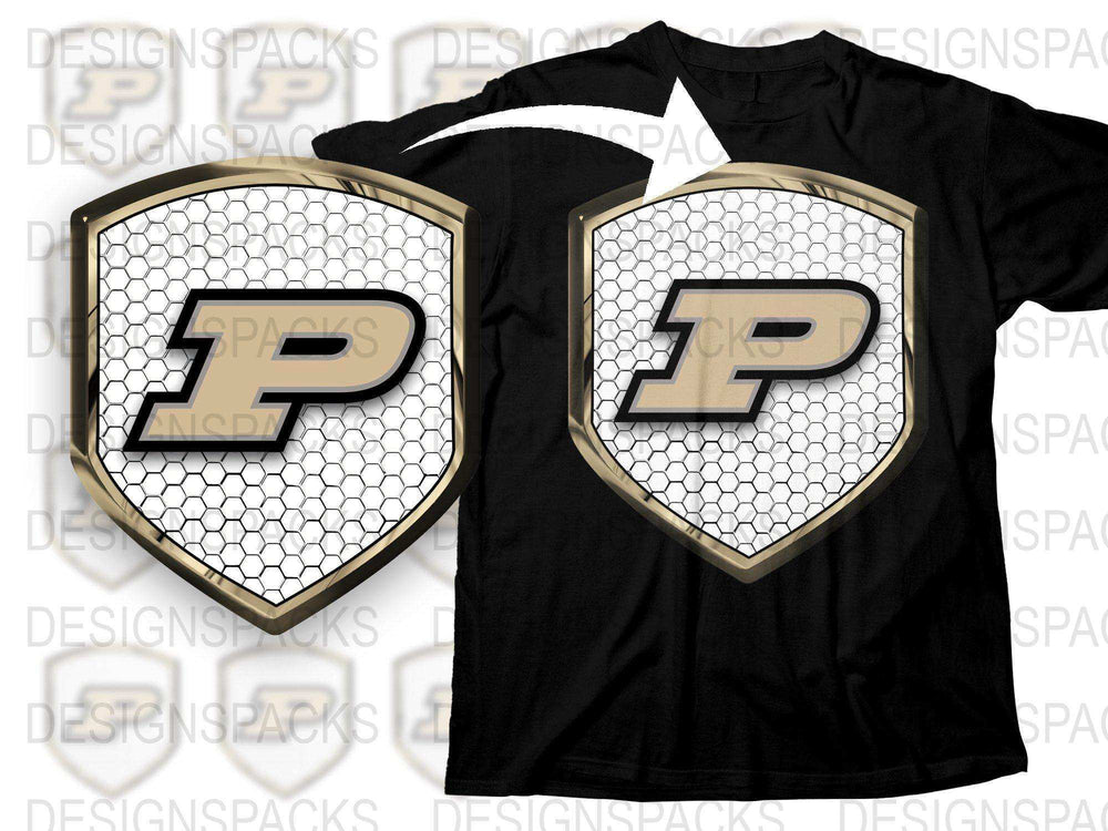 Sports Team Logo T-Shirt, Black and White Honeycomb Pattern, Casual Athletic Apparel