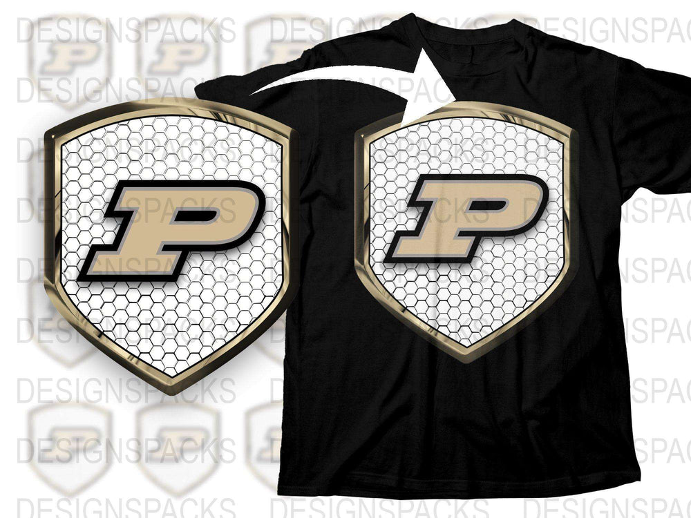 Sports Team Logo T-Shirt, Black and White Honeycomb Pattern, Casual Athletic Apparel