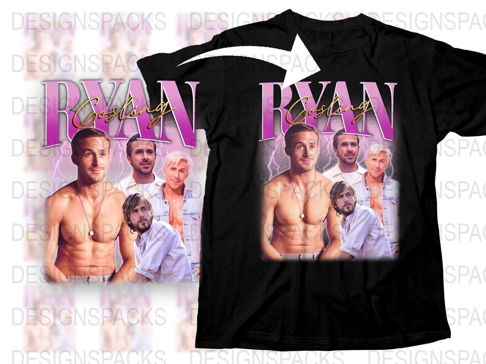 Ryan Gosling Vintage Style T-Shirt, 90s Retro Graphic Tee, Multiple Poses, Men's Fashion Top