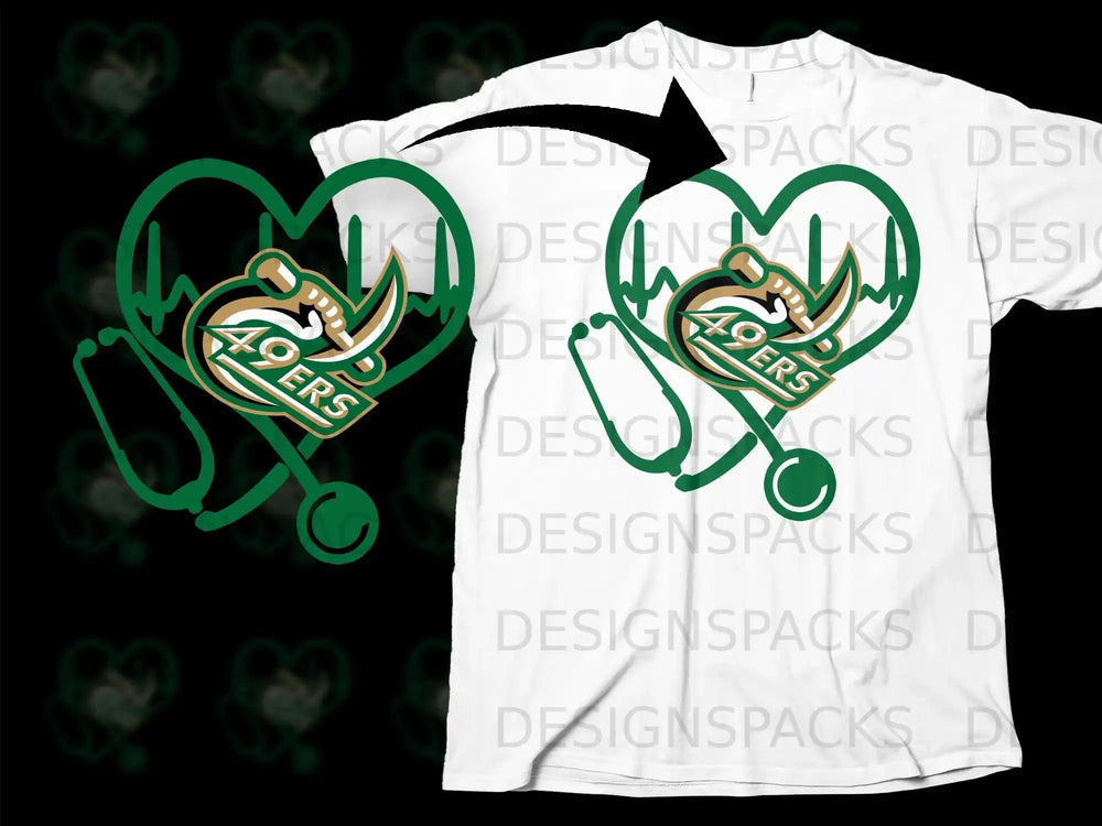 Heart Stethoscope 49ers Team Graphic T-shirt