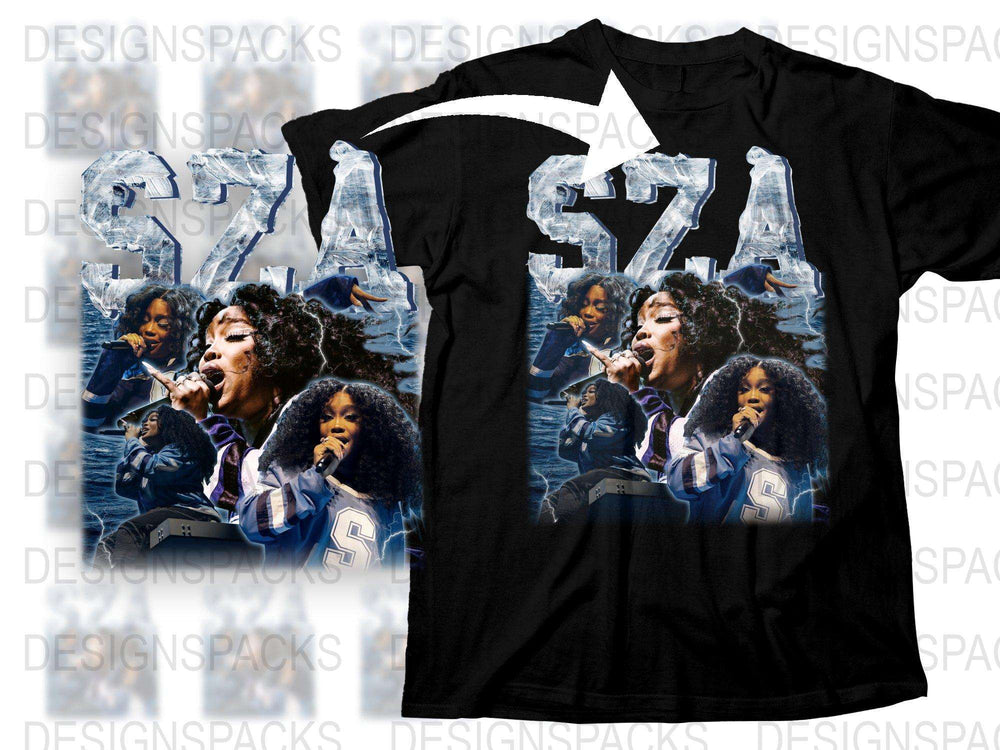 SZA Collage T-Shirt, Women's Music Artist Inspired Graphic Tee, Vintage Style Concert Merch, Fan Gift Idea, Black Cotton Shirt