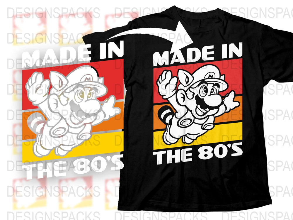 Made in the 80s T-Shirt, Vintage Cartoon Character Tee, Retro Gaming Fashion, Nostalgic Eighties Apparel